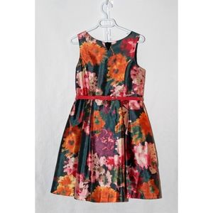 Pippa & Julie Girls' Shantung Belted Floral Dress